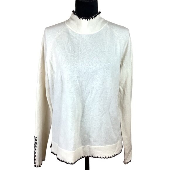 CASHMERE NEUTRAL CONTRAST STITCHING SWEATER from ONLY MINE - Picture 1 of 5